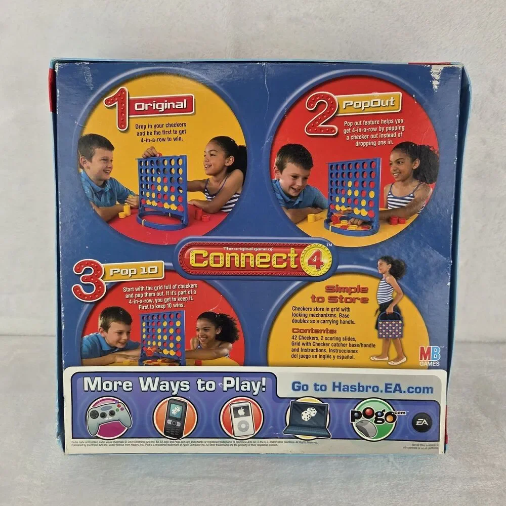Connect 4 Board Game 2008 Hasbro MB Games Complete 3 Ways To Play